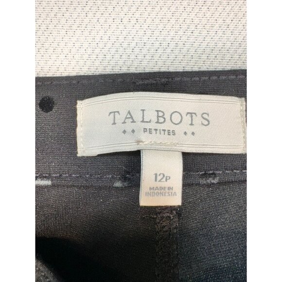 Talbots Womens Polka Dot Pants Petites 12P Black - Picture 2 of 13